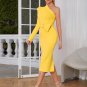 One Shoulder With Belt Midi Bodycon Dress