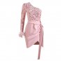 One Shoulder Sequined Over Knee Bodycon Dress