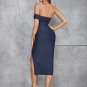 One Shoulder Pearl Midi Bandage Dress