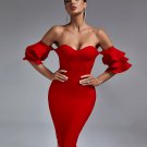 Off Shoulder Waterfall Sleeve Bandage Dress