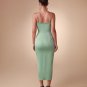 Strappy Satin Corset Ruched Midi Dress