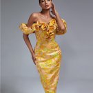 Off Shoulder Pleated Elegant Midi Dress