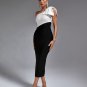 Multi Color One Shoulder Midi Bandage Dress