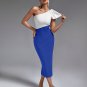 Multi Color One Shoulder Midi Bandage Dress