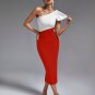 Multi Color One Shoulder Midi Bandage Dress