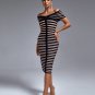 Black Stripe Off Shoulder Bandage Dress