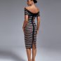 Black Stripe Off Shoulder Bandage Dress