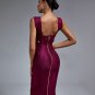 Metal Ornamental Buckle Midi Bandage Dress