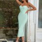 Strapless Sleeveless Striped Midi Bandage Dress