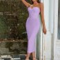 Strapless Sleeveless Striped Midi Bandage Dress