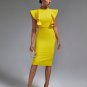 Ruffle Trim Midi Bandage Dress