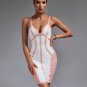 Pink Stripe Backless Bandage Dress