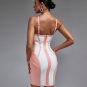 Pink Stripe Backless Bandage Dress