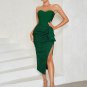 Strapless Sleeveless Sequins Midi Bandage Dress