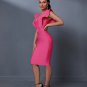 Deep-V Ruffle Midi Bandage Dress