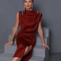 Rhinestone Tassels Pleated Midi Dress