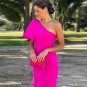 One Shoulder Side Slit Midi Bandage Dress