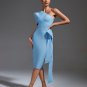One Shoulder Bow Lace Up Midi Bandage Dress