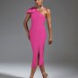 One Shoulder Side Slit Midi Bandage Dress