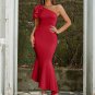 One Shoulder Sleeveless Fishtail Midi Bodycon Dress