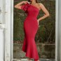 One Shoulder Sleeveless Fishtail Midi Bodycon Dress