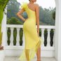 One Shoulder Sleeveless Tulle Midi Bandage Dress