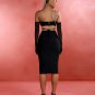 Crystal and Sequined Black Midi Skirt Set