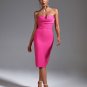 Strapless Sleeveless Plain Midi Bandage Dress