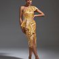 Slanted Shoulder Slit Midi Bodycon Dress