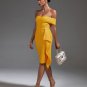 Off Shoulder Ruffled Midi Bandage Dress