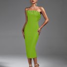 Strapless Pleated Midi Bandage Dress