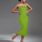 Strapless Pleated Midi Bandage Dress