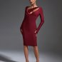 Wine-Velvet Midi Bandage Dress
