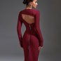 Wine-Velvet Midi Bandage Dress
