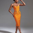 Chain Detail Cut Out Midi Bandage Dress