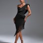 One Shoulder Tassels Midi Bandage Dress