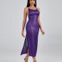 Purple Sequin Strap Midi Dress