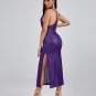 Purple Sequin Strap Midi Dress