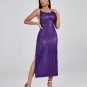 Purple Sequin Strap Midi Dress