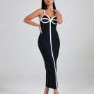 White-Stripe Midi Bandage Dress