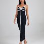 White-Stripe Midi Bandage Dress