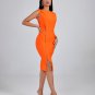 Side Metal Zipper Midi Bandage Dress
