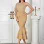One Shoulder Sleeveless Tulle Midi Bodycon Dress