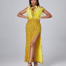 Feather Sequin Maxi Dress