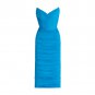 Strapless Sleeveless Wrinkled Midi Bandage Dress