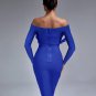 Off Shoulder Feather Midi Bandage Dress