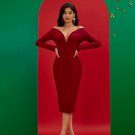 Strapless Low Cut Midi Bandage Dress