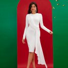 Round Neck Draped Frill Bandage Dress