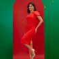 Ruffled Angel-sleeve Midi Bandage Dress