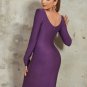 Square Collar Slit Over Knee Bandage Dress